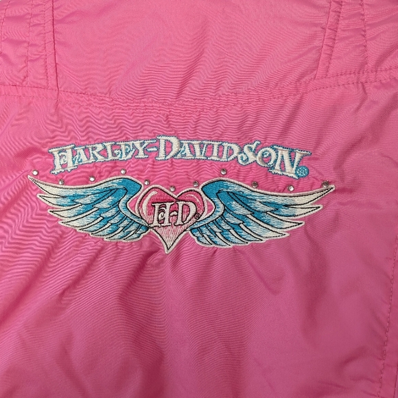 HARLEY DAVIDSON Girl Fall Or Spring Coat Size Large (12-14) CROP Baby Pink - Picture 8 of 10